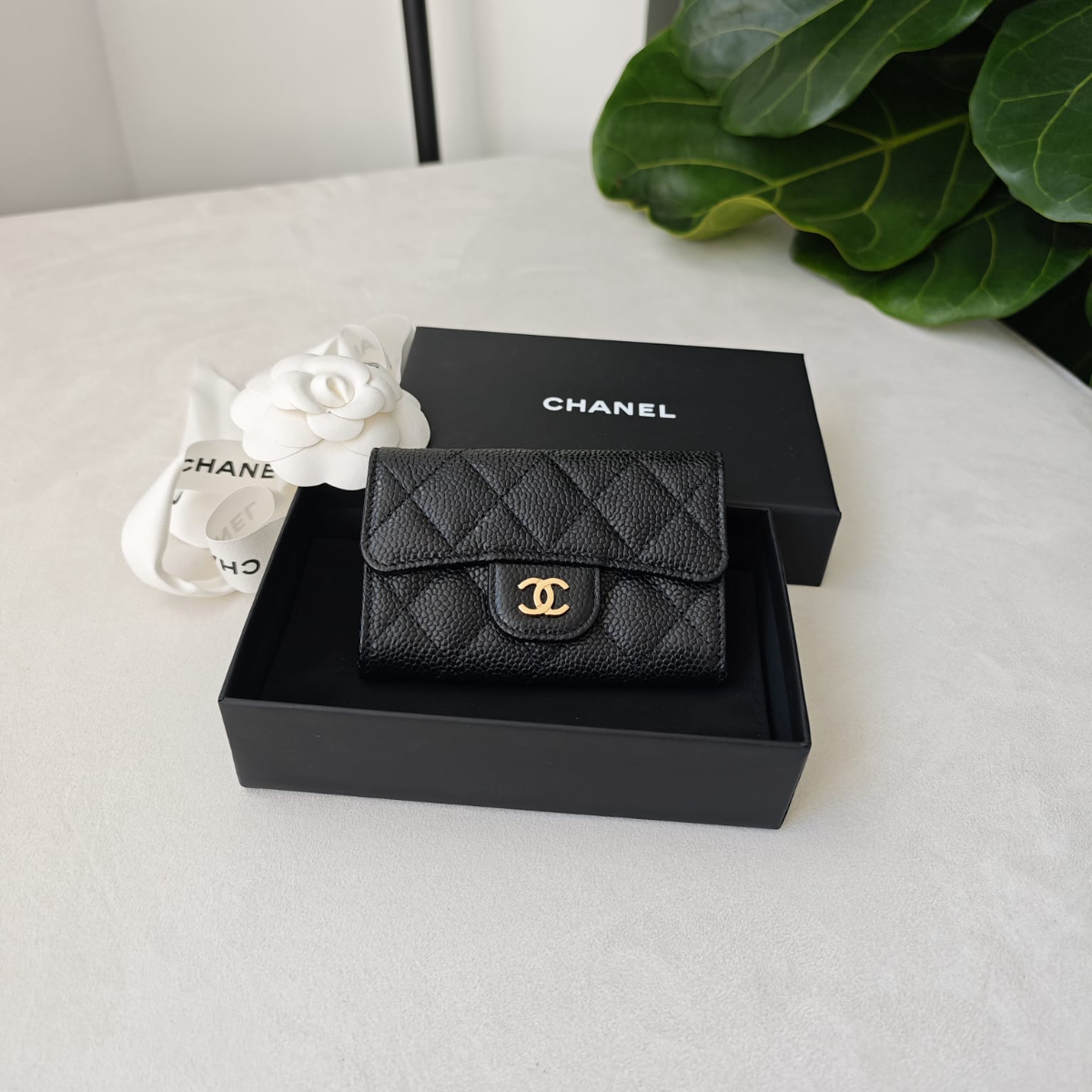 Chanel Classic Flat Card Holder GHW CC